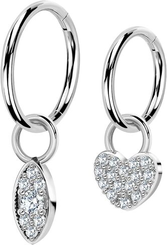 2Pcs 16G Dangle Rook Hoop Earrings Piercing Jewelry for Women Men G23 Titanium Helix Lobe Conch Daith Cartilage Earrings Piercing Jewelry in Kuwait