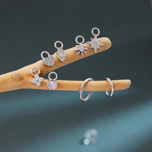 2Pcs 16G Dangle Rook Hoop Earrings Piercing Jewelry for Women Men G23 Titanium Helix Lobe Conch Daith Cartilage Earrings Piercing Jewelry in Kuwait