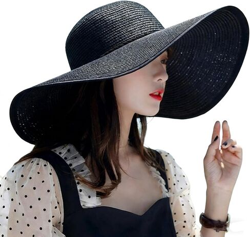 Women's Sun Straw Hat Wide Brim Stylish and Comfortable UPF 50+ Protection Foldable Floppy Beach Hats for Outdoor Activities in Saudi Arabia