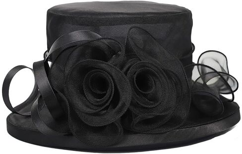 Kentucky Organza Wide Brim Sun Hat, Summer Derby Hat for Tea Party, Wide Brim Bowler Cap in Saudi Arabia