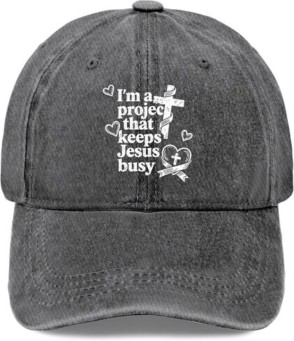 I'm A Project that Keeps Jesus Busy Hat for Womens Aesthetic Washed Distressed in Kuwait