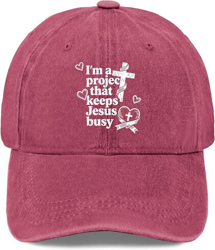I'm A Project that Keeps Jesus Busy Hat for Womens Aesthetic Washed Distressed in Kuwait
