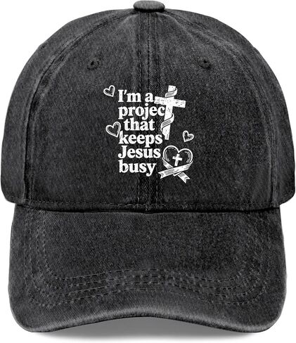 I'm A Project that Keeps Jesus Busy Hat for Womens Aesthetic Washed Distressed in Kuwait