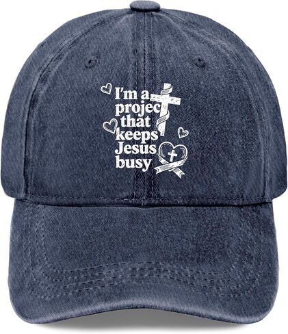 I'm A Project that Keeps Jesus Busy Hat for Womens Aesthetic Washed Distressed in Kuwait