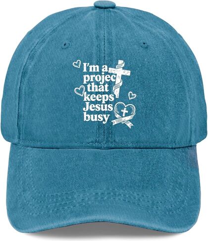 I'm A Project that Keeps Jesus Busy Hat for Womens Aesthetic Washed Distressed in Kuwait