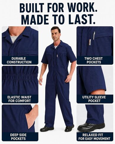 Short Sleeve Coverall Mechanic Jumpsuit for Men Summer Work Coveralls Crawl Suit in Saudi Arabia
