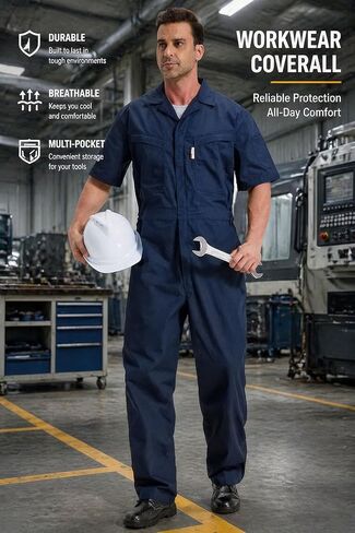 Short Sleeve Coverall Mechanic Jumpsuit for Men Summer Work Coveralls Crawl Suit in Saudi Arabia