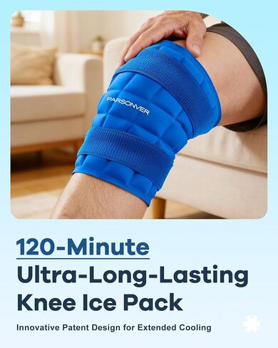 Knee Ice Pack Wrap, 120 Minutes Ultra-Long-Lasting Reusable Ice Pack Without Condensation for Knee Pain Relief, Cold Therapy for Injuries, Knee Replacement Surgery, Swelling, ACL, Meniscus Tear, Blue in Saudi Arabia