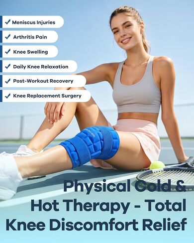 Knee Ice Pack Wrap, 120 Minutes Ultra-Long-Lasting Reusable Ice Pack Without Condensation for Knee Pain Relief, Cold Therapy for Injuries, Knee Replacement Surgery, Swelling, ACL, Meniscus Tear, Blue in Saudi Arabia