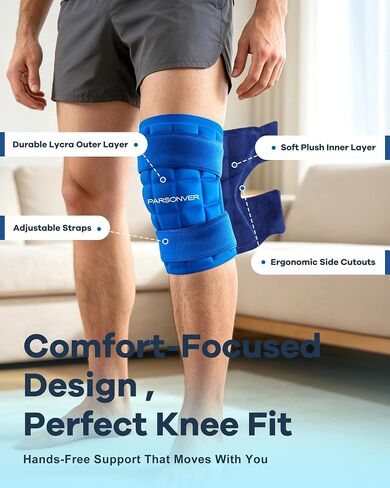 Knee Ice Pack Wrap, 120 Minutes Ultra-Long-Lasting Reusable Ice Pack Without Condensation for Knee Pain Relief, Cold Therapy for Injuries, Knee Replacement Surgery, Swelling, ACL, Meniscus Tear, Blue in Saudi Arabia