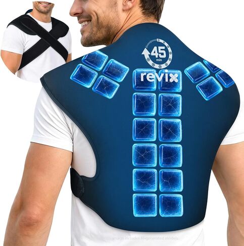 REVIX 45-Min Long-Lasting Ice Pack for Back and Shoulders, Wearable Large Gel Ice Pack with Straps, Cold Compress Therapy for Upper Back, Rotator Cuff Relief, Muscle Relaxation & Soothing Fatigue in Kuwait