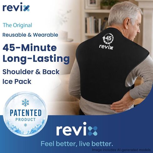 REVIX 45-Min Long-Lasting Ice Pack for Back and Shoulders, Wearable Large Gel Ice Pack with Straps, Cold Compress Therapy for Upper Back, Rotator Cuff Relief, Muscle Relaxation & Soothing Fatigue in Kuwait