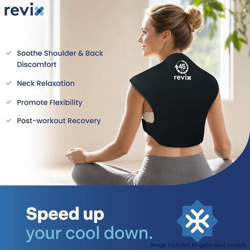 REVIX 45-Min Long-Lasting Ice Pack for Back and Shoulders, Wearable Large Gel Ice Pack with Straps, Cold Compress Therapy for Upper Back, Rotator Cuff Relief, Muscle Relaxation & Soothing Fatigue in Kuwait