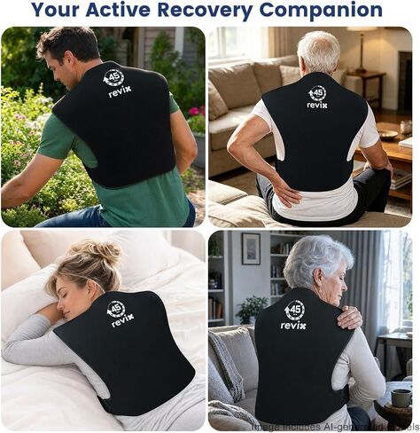 REVIX 45-Min Long-Lasting Ice Pack for Back and Shoulders, Wearable Large Gel Ice Pack with Straps, Cold Compress Therapy for Upper Back, Rotator Cuff Relief, Muscle Relaxation & Soothing Fatigue in Kuwait