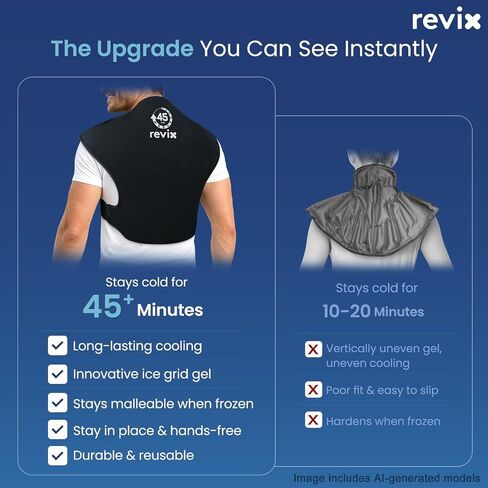 REVIX 45-Min Long-Lasting Ice Pack for Back and Shoulders, Wearable Large Gel Ice Pack with Straps, Cold Compress Therapy for Upper Back, Rotator Cuff Relief, Muscle Relaxation & Soothing Fatigue in Kuwait