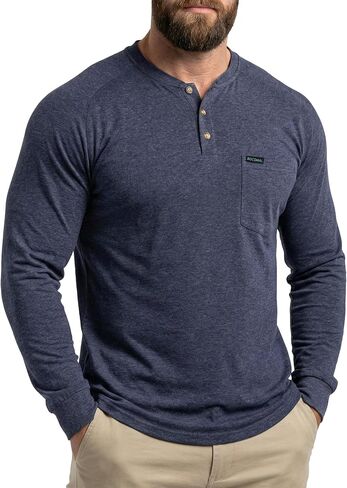 BOCOMAL Non FR - Men's Henley Work Shirts – 5.5oz Lightweight Relaxed Fit,Stretch-Cotton,EX-Soft,Utility Pockets Workwear in Saudi Arabia