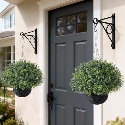 YXZZWL Artificial Rosemary Hanging Basket - 2 Sets with Baskets, Hanging Plants Faux Shrubs, Suitable for Porch, Eaves, Farmhouse, and Garden Decoration for Outdoor UV-Resistant Ornaments in Saudi Arabia