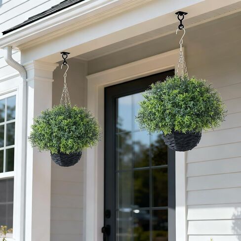 YXZZWL Artificial Rosemary Hanging Basket - 2 Sets with Baskets, Hanging Plants Faux Shrubs, Suitable for Porch, Eaves, Farmhouse, and Garden Decoration for Outdoor UV-Resistant Ornaments in Saudi Arabia