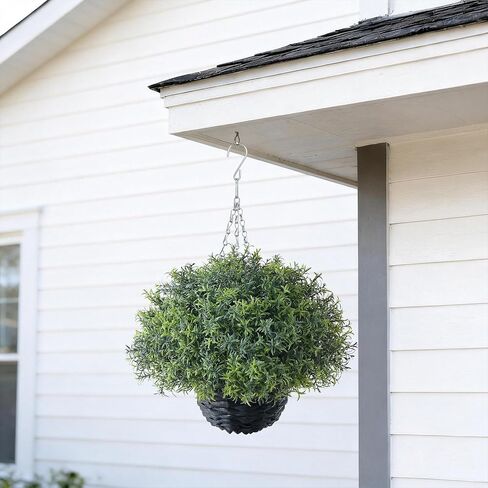 YXZZWL Artificial Rosemary Hanging Basket - 2 Sets with Baskets, Hanging Plants Faux Shrubs, Suitable for Porch, Eaves, Farmhouse, and Garden Decoration for Outdoor UV-Resistant Ornaments in Saudi Arabia