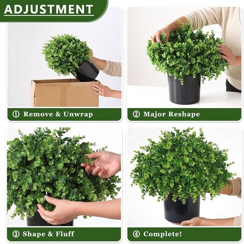 2 Set Soft Textured Artificial Eucalyptus Topiary Trees for Outdoor Decor - 16" Faux Eucalyptus Potted Plant, Fake Greenery Shrubs in Black Pot for Front Door Porch Farmhouse Shower Home Decor in Saudi Arabia