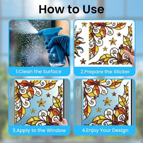 ANATTASOUL Static Window Clings Sun and Moon 1 Sheet Reusable Window Decals for Glass, 47.24" x 11.8" Removable Double Sided Window Sticker for Room Office Home Decoration in Kuwait