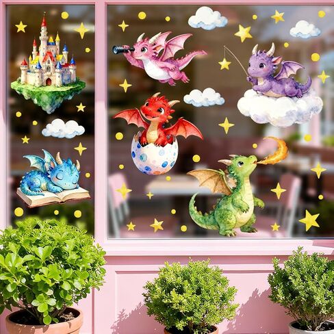 ANATTASOUL Static Window Clings Sun and Moon 1 Sheet Reusable Window Decals for Glass, 47.24" x 11.8" Removable Double Sided Window Sticker for Room Office Home Decoration in Kuwait
