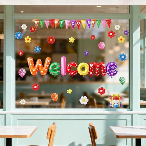 ANATTASOUL Static Window Clings Sun and Moon 1 Sheet Reusable Window Decals for Glass, 47.24" x 11.8" Removable Double Sided Window Sticker for Room Office Home Decoration in Kuwait