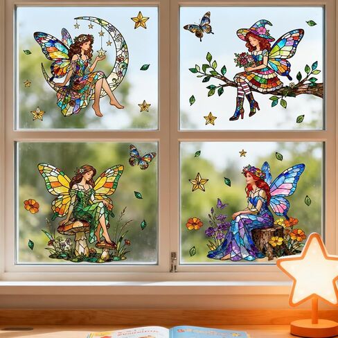 ANATTASOUL Static Window Clings Sun and Moon 1 Sheet Reusable Window Decals for Glass, 47.24" x 11.8" Removable Double Sided Window Sticker for Room Office Home Decoration in Kuwait