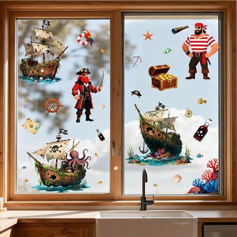 ANATTASOUL Static Window Clings Sun and Moon 1 Sheet Reusable Window Decals for Glass, 47.24" x 11.8" Removable Double Sided Window Sticker for Room Office Home Decoration in Kuwait