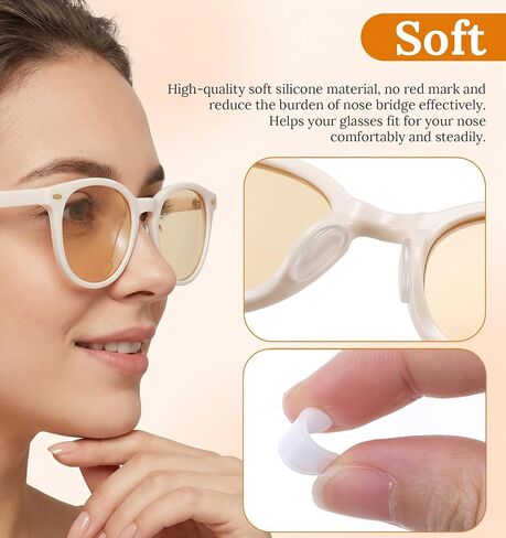40 Pcs Eye Glasses Nose Pads, Self-Adhesive Silicone Nose Pads, Anti-Slip Soft Thickened Cushion, Reduce Pressure & Pain for Eyeglasses, Sunglasses, Reading Glasses, Daily Wear in Saudi Arabia