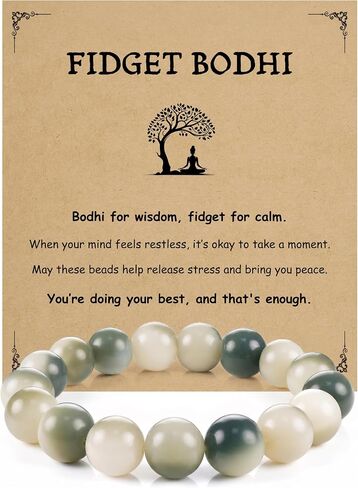 Trinckle Natural Bodhi Fidget Bracelet, for Stress Relief | Relieve Anxiety, Tension, Promotes Focus, Stretch Bodhi Beads Bracelet, Fidget Jewelry Gifts for Women Men in Saudi Arabia