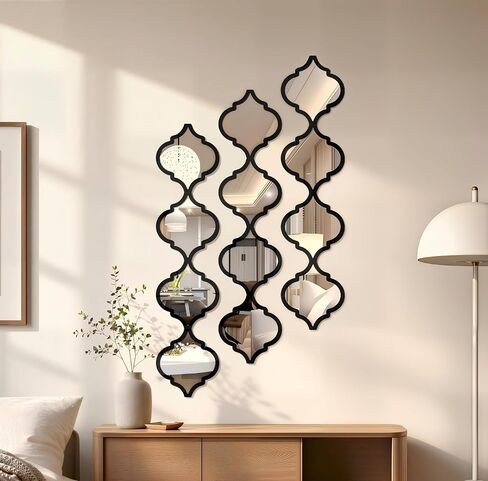 12Pcs Acrylic Mirrors for Wall Decor - Moroccan Diamond Shaped Wall Stickers,DIY Self-Adhesive Decorative Mirror Tiles for Living Room, Bedroom, Office, and Wedding Party Decor in Saudi Arabia