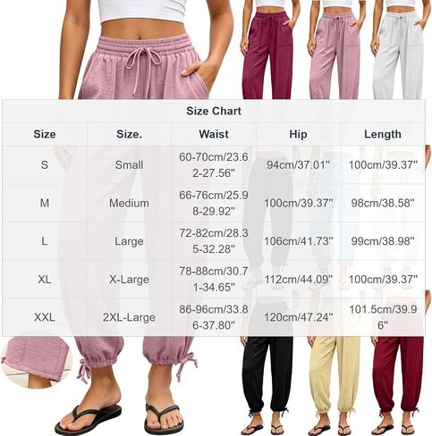Sweatpants Women Summer Elastic Waist Wide Leg Lace-up Hem Joggers with Pockets Loose Fit Pull On Running Workout Pants in Kuwait