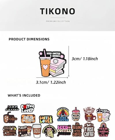 17pcs Coffee Mug Shoe Decoration Charms, ABS DIY Bookish Decorations for Clogs, Sandals, Versatile Craft Accessories for Party and Dance in Saudi Arabia