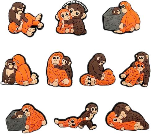 Punch Monkey Shoe Charms Set - 10 Pack Team Punch Monkey Shoe Charms, Punch The Monkey Merch Accessories for Crocs in Saudi Arabia