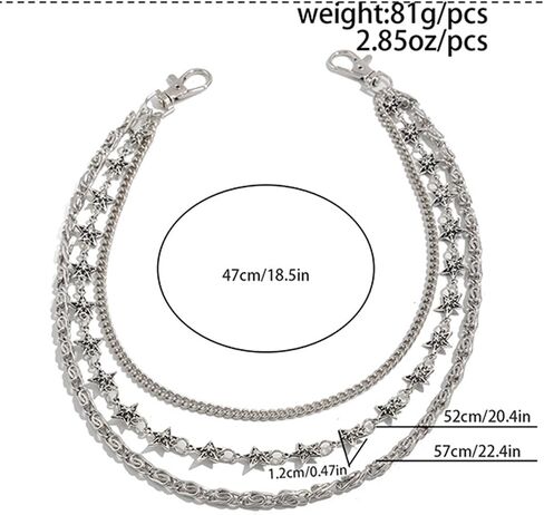 Layered Star Pants Chain for Men & Women, 3 Layer Hip Hop Waist Chain with Star Charm, Punk Rock Jeans Accessory Trousers Chain Belt Wallet Chain Pocket Chain Jeans Chain Eboy Egirl in Saudi Arabia