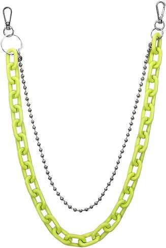 Neon Green Orange Acrylic Chain for Jeans Pants Trousers Chain Neon Pink Accessories for Women Men Jean Pant Layered Chains in Kuwait