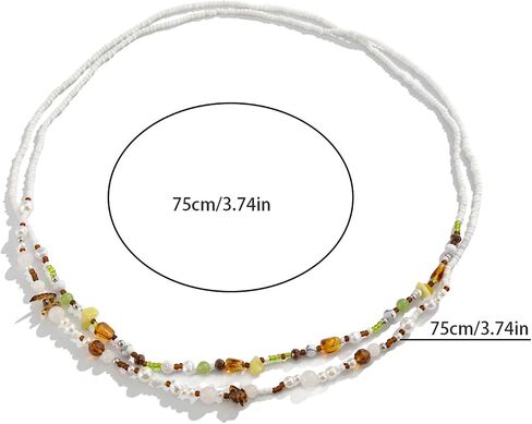 Double Layered Beaded Belly Chain for Women - Colorful Stretch Beaded Waist Chain with Gravel,Summer Beach Bead Waist Body Accessories Jewelry in Kuwait