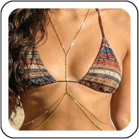 14K Gold Plated Body Chain Jewelry for Women, Layered Bikini Waist Chain for Beach Vacation Accessories, Crossover Belly Chain Belt for Summer Swimsuits & Going Out Outfits in Kuwait