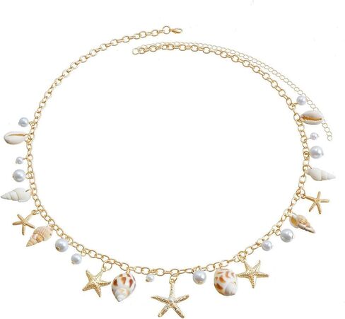 Starfish Seashell Waist Chain for Women Boho Conch Belly Chain Pearl Waist Chains Summer Beach Ocean Jewelry in Saudi Arabia