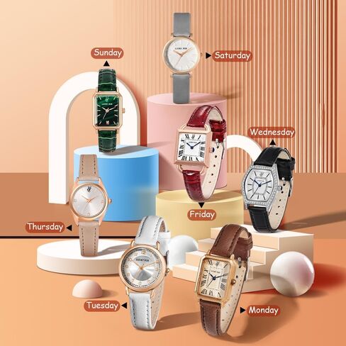 7Pcs Wholesale Watches Chic Leather Band Analog Quartz Wristwatch Vintage One Week Dress Watches Set in Kuwait