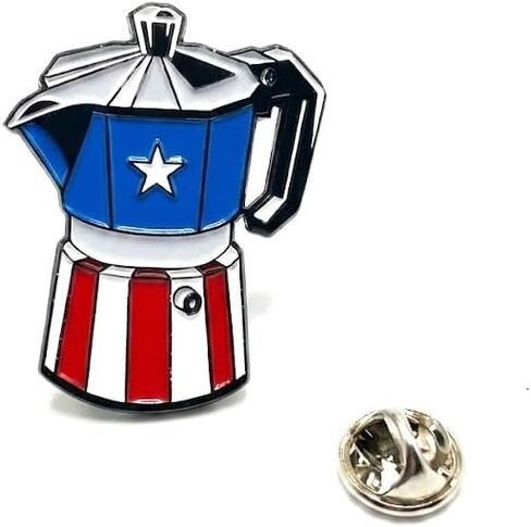 Puerto Rico flag Coffee Pot Lapel Pin – PR Flags Greca Enamel Pin | Boricua Pride Coffee Lover Pin for Hats, Jackets & Backpacks | Puerto Rican Accessory in Kuwait
