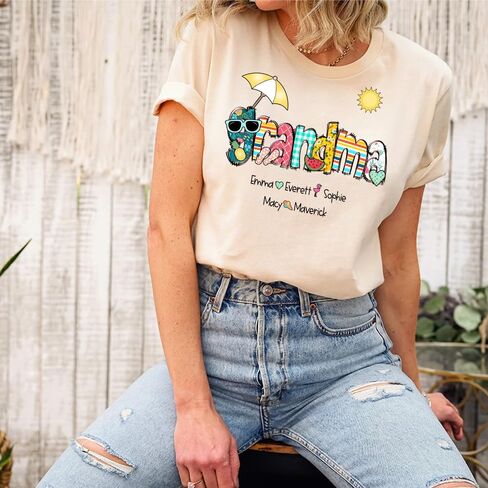 Personalized Grandma Summer Tshirt/Sweatshirt/Hoodie, Custom Grandma Shirt for Summer, Custom Gift for Grandma in Saudi Arabia
