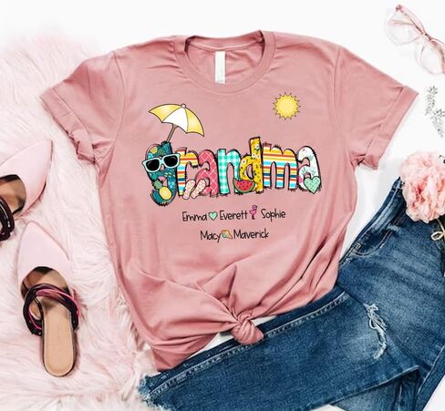 Personalized Grandma Summer Tshirt/Sweatshirt/Hoodie, Custom Grandma Shirt for Summer, Custom Gift for Grandma in Saudi Arabia