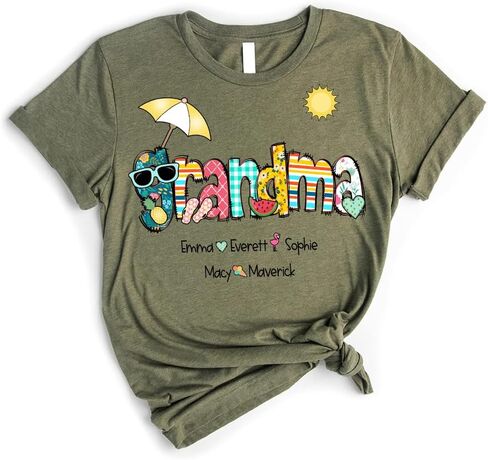 Personalized Grandma Summer Tshirt/Sweatshirt/Hoodie, Custom Grandma Shirt for Summer, Custom Gift for Grandma in Saudi Arabia