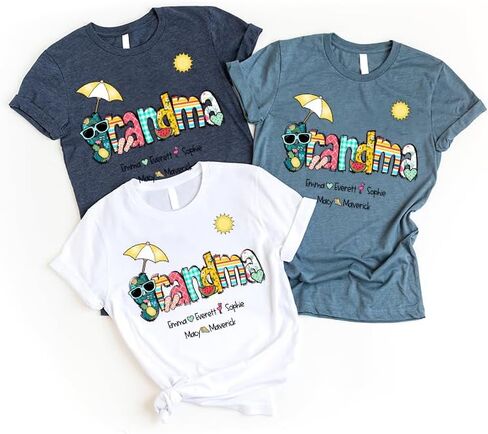 Personalized Grandma Summer Tshirt/Sweatshirt/Hoodie, Custom Grandma Shirt for Summer, Custom Gift for Grandma in Saudi Arabia
