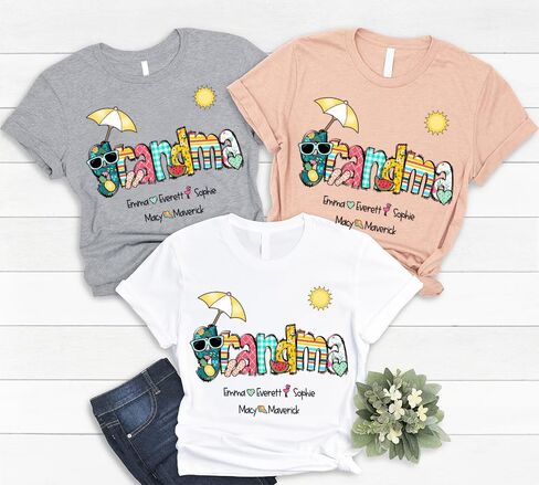 Personalized Grandma Summer Tshirt/Sweatshirt/Hoodie, Custom Grandma Shirt for Summer, Custom Gift for Grandma in Saudi Arabia
