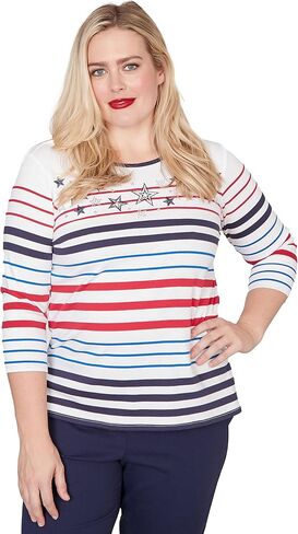 Alfred Dunner Women's Stars and Stripes Americana Top in Kuwait