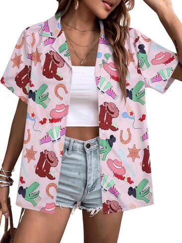 Magical Shirts for Women Cute You've Got A Friend in Me Shirt Magic Button Up Tees Casual Hawaiian Graphic Tops in Kuwait