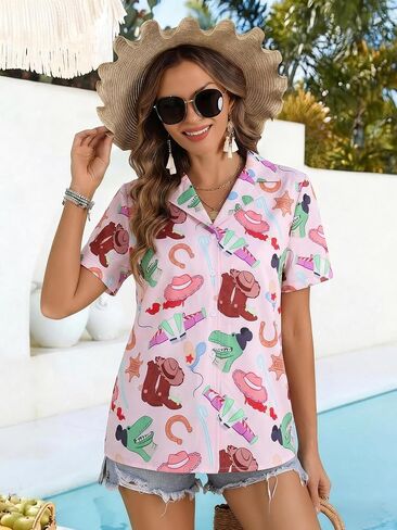 Magical Shirts for Women Cute You've Got A Friend in Me Shirt Magic Button Up Tees Casual Hawaiian Graphic Tops in Kuwait